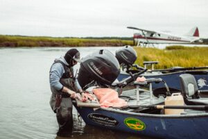 Bristol Bay fishing lodge boats and equipment in Alaska 