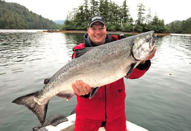 King Salmon troll fishing in Gulf of Alaska lands 68 pound Chinook